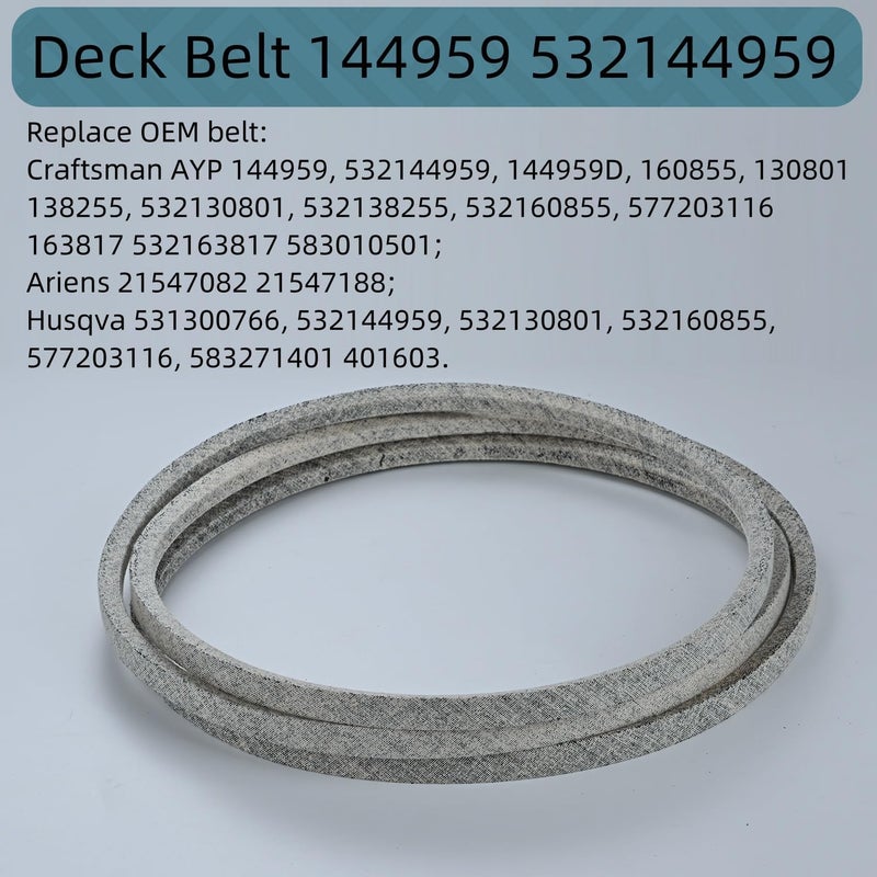 Holdly 1/2 x 95'' Deck Belt 144959 532144959, 42" Deck Riding Mower Belt for LT1000 LT2000 LT3000 DLT3000, Replace 138255 130801 532138255 160855 24690 144959D Husqvarna Poulan AYP - Image 2